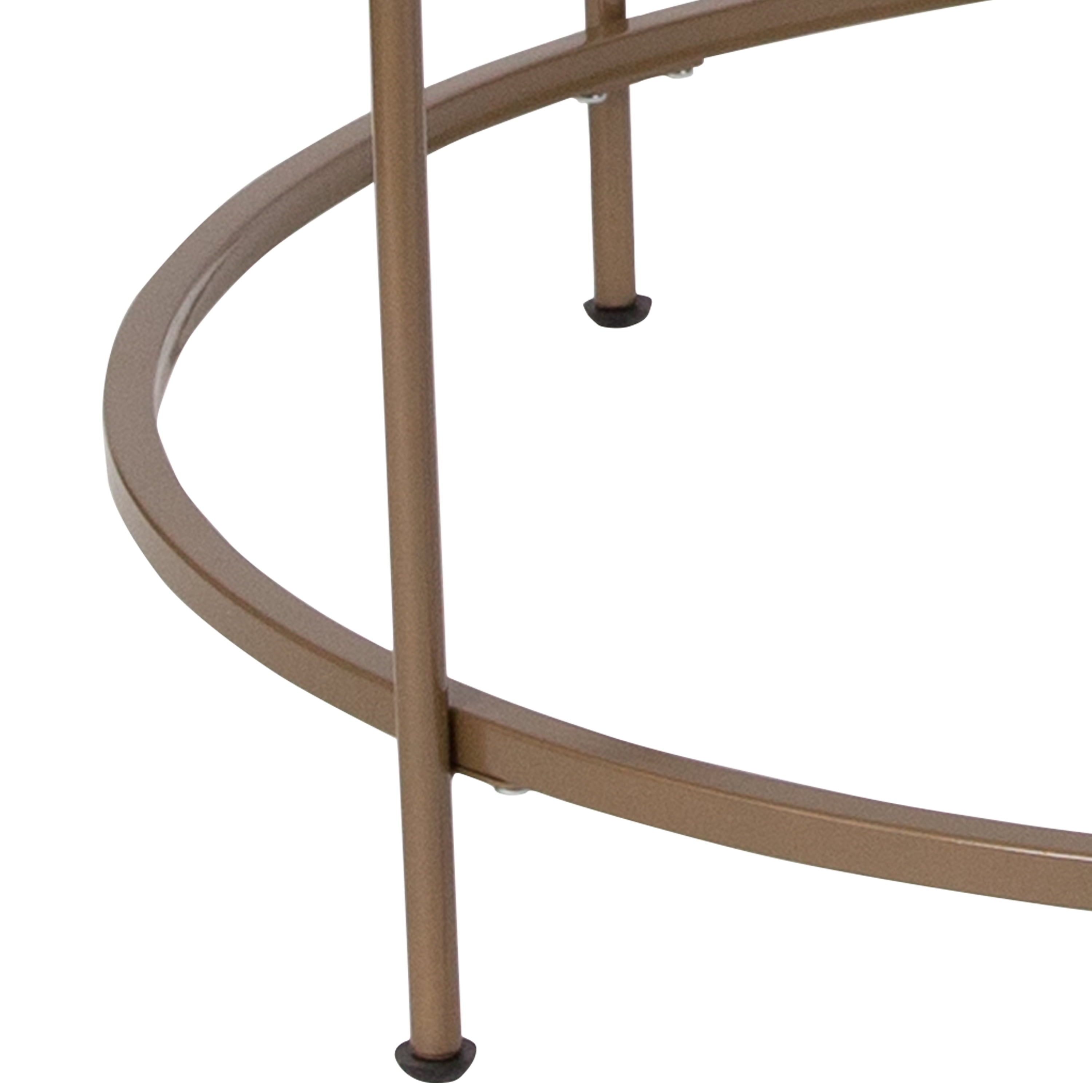 Astoria Collection round Coffee Table - Modern Clear Glass Coffee Table with Brushed Gold Frame