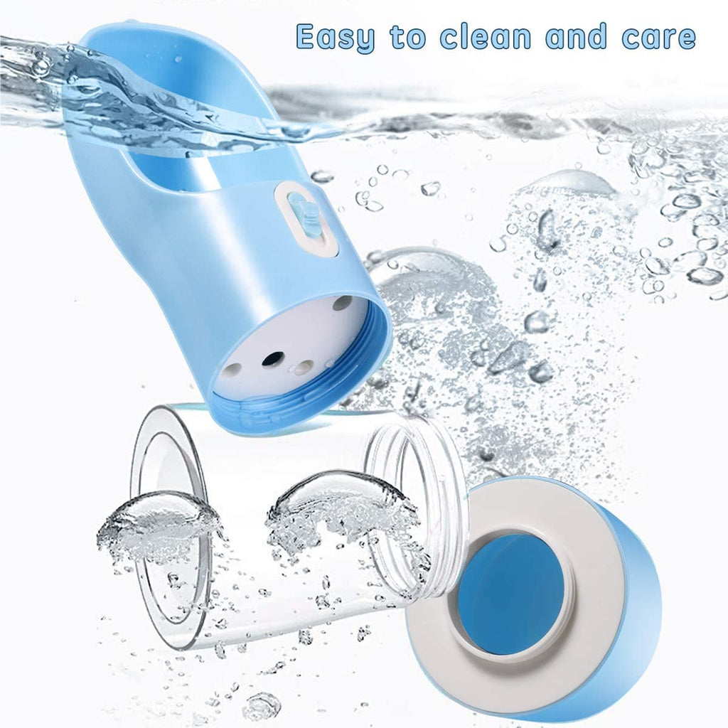 Portable Dog Water Bottle Pet Drinking Bottle Leak Proof Portable Puppy Water Bottle Dispenser and Cats Water Bottle for Walking Traveling Hiking (Blue/258Ml)
