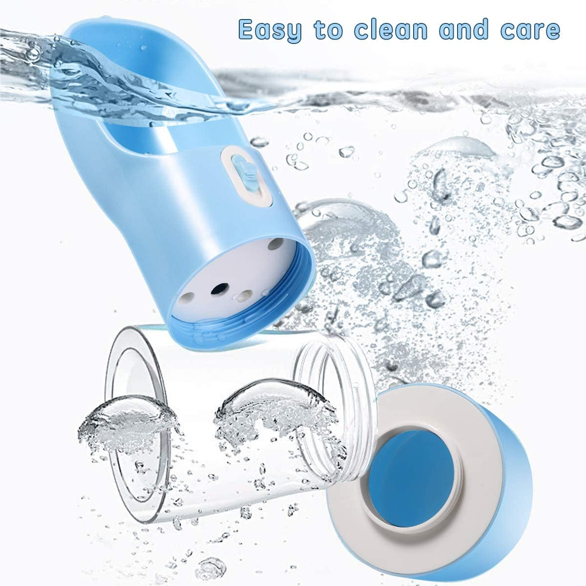 Portable Dog Water Bottle Pet Drinking Bottle Leak Proof Portable Puppy Water Bottle Dispenser and Cats Water Bottle for Walking Traveling Hiking (Blue/258Ml)