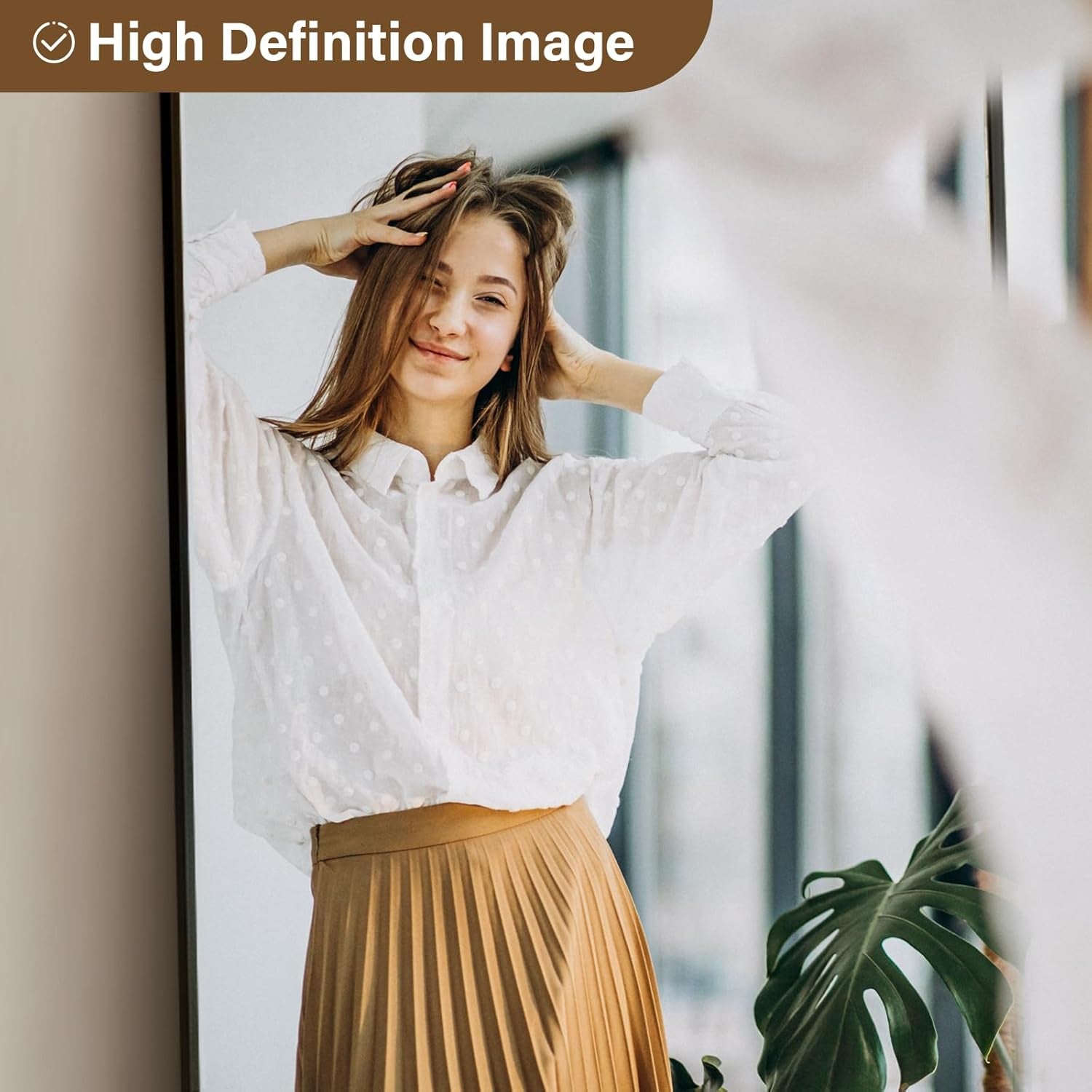 68"X 24" Full Length Mirror with Stand, Large Wall-Mounted or Leaning Floor Mirror with Aluminum Alloy Frame, Rectangular Wall Mirrors for Bedroom, Entryway, and Living Room Decor, Black