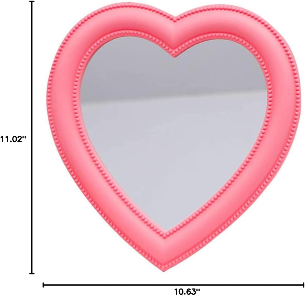 Heart Makeup Mirror Heart Mirror Cosmetic Mirror Wall Desktop Mirror Bedroom Mirror (Pink)